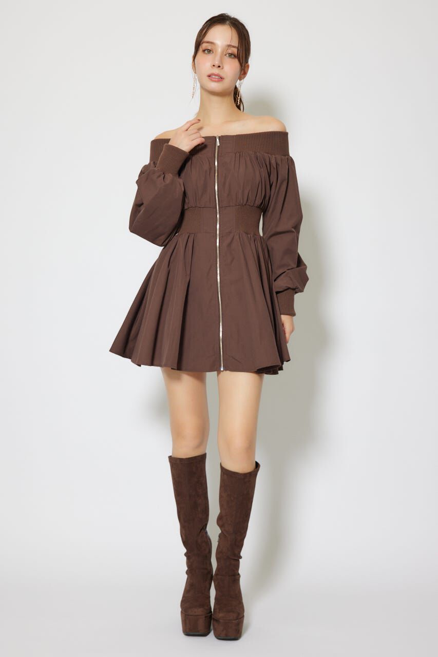 rienda「MA-1オフショルロングスリーブミニワンピース」|ワンピース|