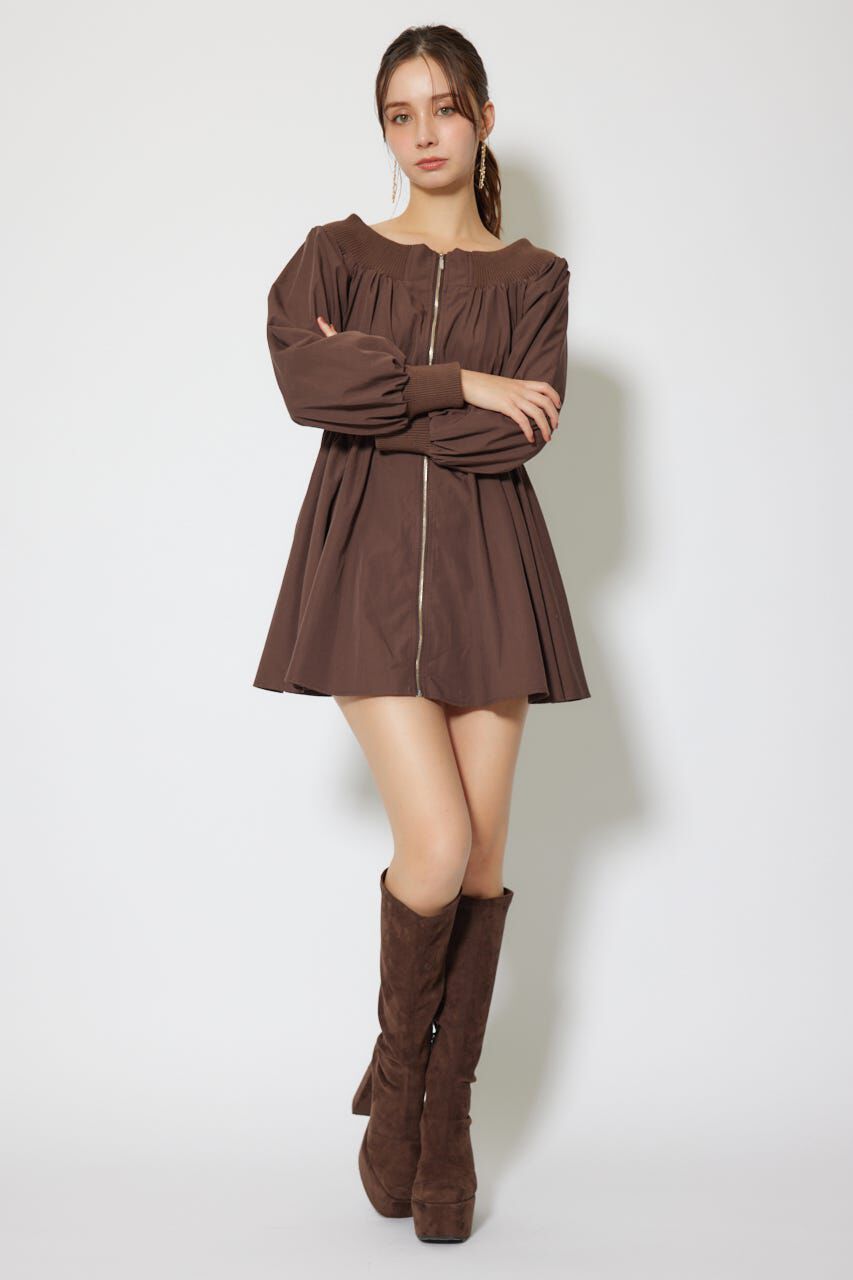 rienda「MA-1オフショルロングスリーブミニワンピース」|ワンピース|