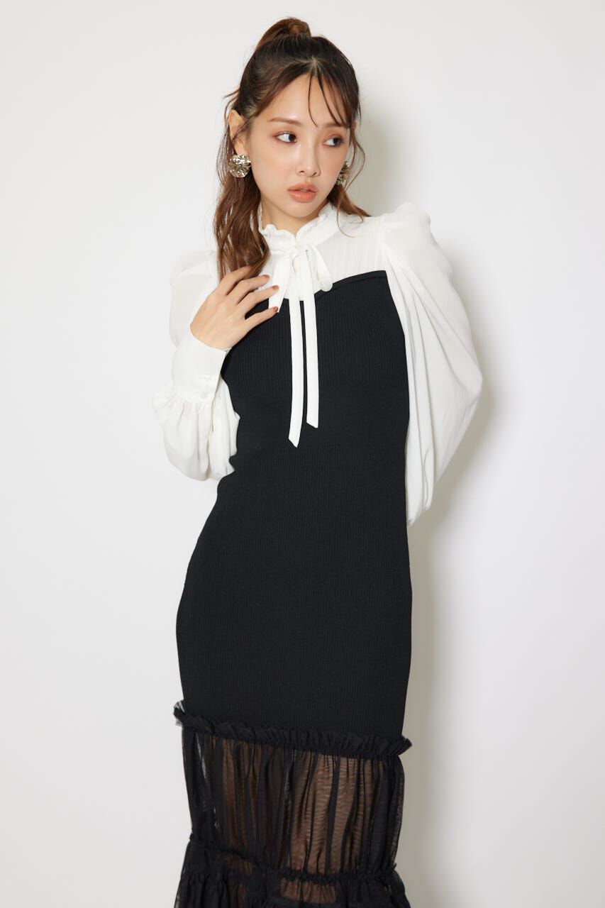 rienda「チュールドッキングニットマーメイドワンピース」|ワンピース|