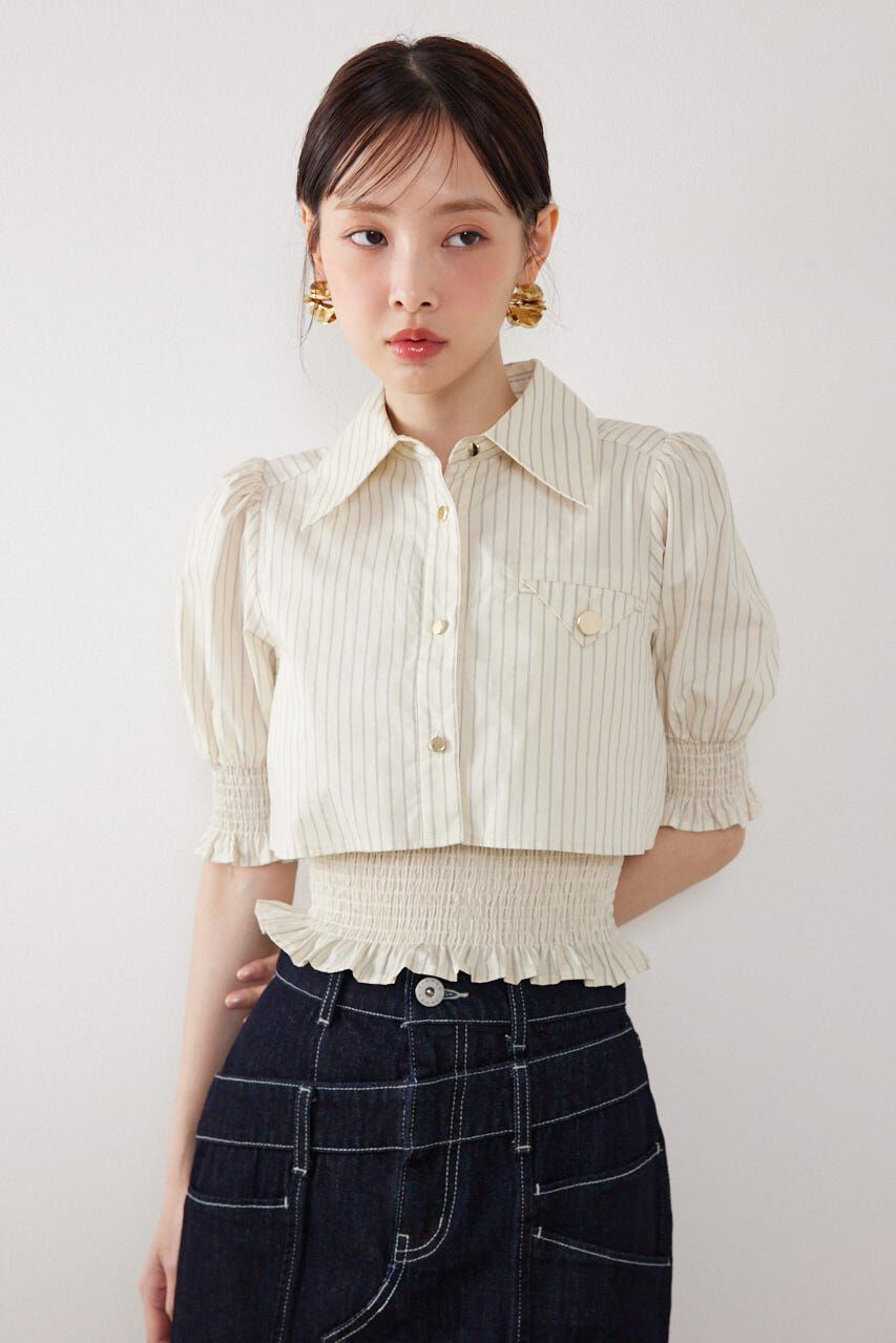 rienda「クロップドレイヤードブラウス」|シャツ・ブラウス|柄YEL5
