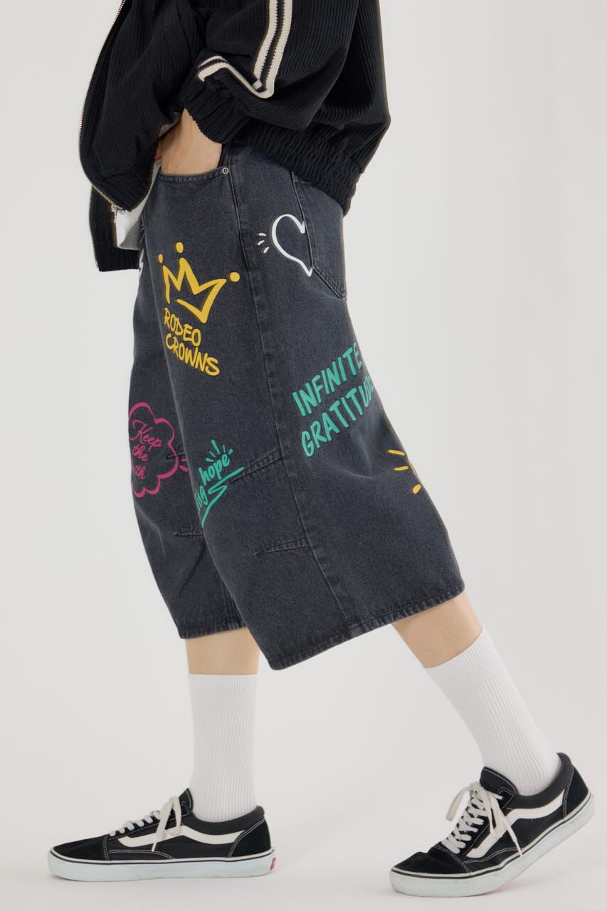 RODEO CROWNS「ラクガキバミューダデニムパンツ」|デニム|