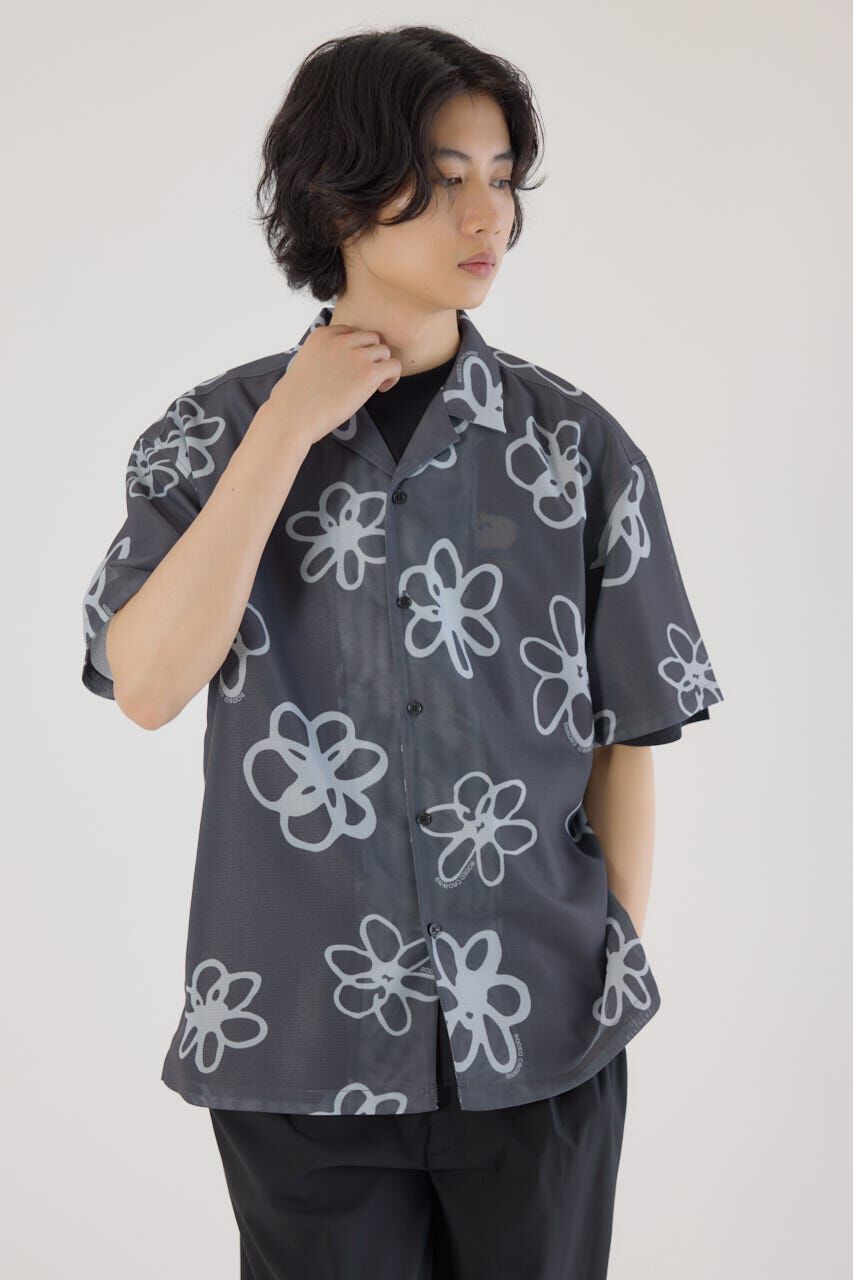 RODEO CROWNS「ポリメッシュフラワーシャツ」|シャツ・ブラウス|BLK