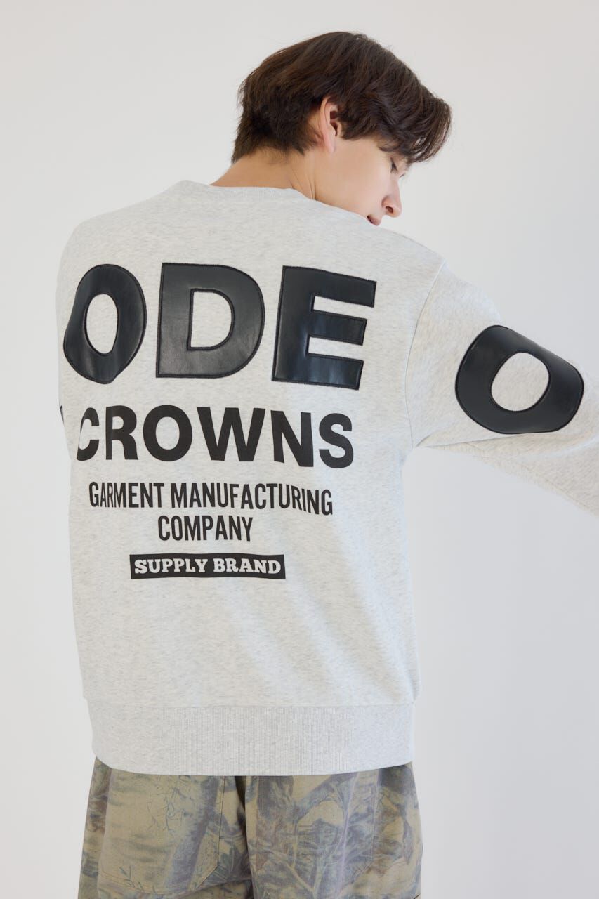 RODEO CROWNS「メンズフェイクレザーパッチスウェット」|パーカー|