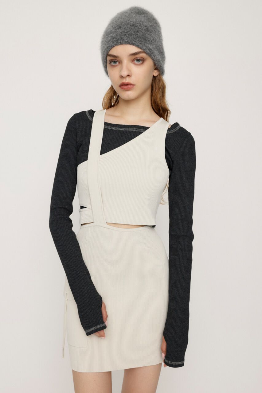 SLY「ASYMMETRY LAYER KNIT ショートワンピース」|ワンピース|