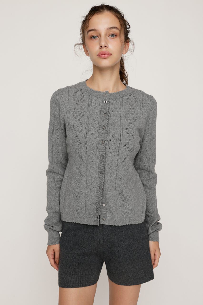 SLY「HEART CROCHET KNIT トップス」|ニット・セーター|T.GRY