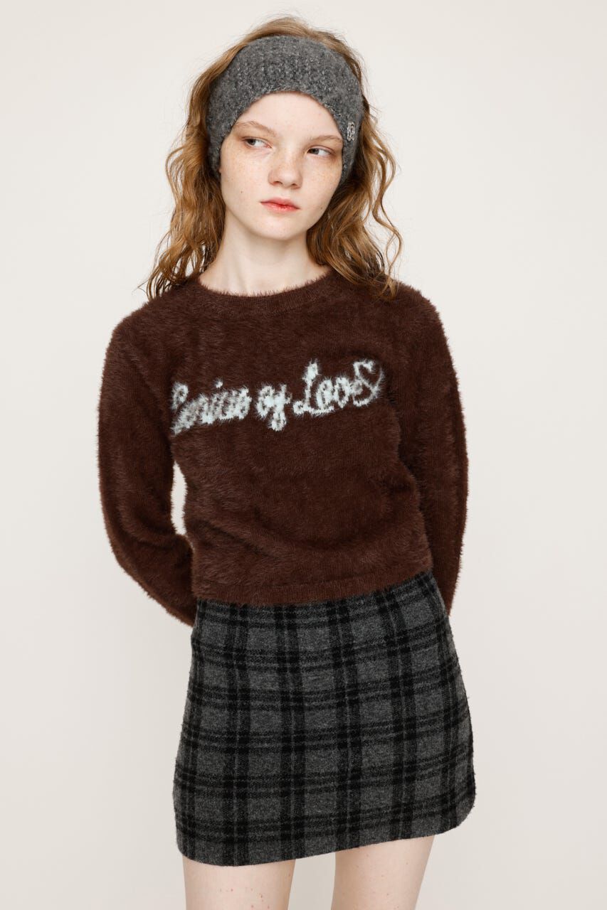 SLY「SHAGGY YARN LOGO C／N トップス」|ニット・セーター|BRN