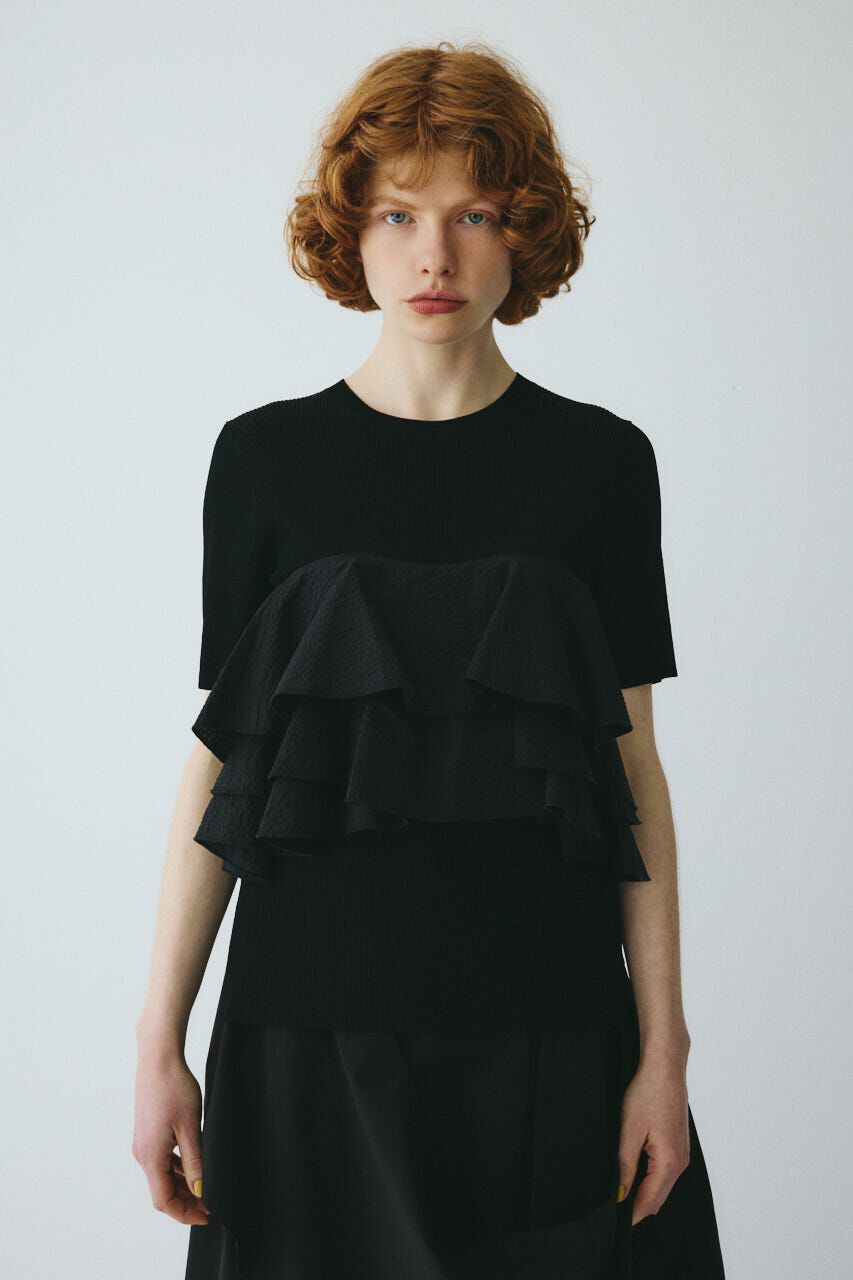 HeRIN.CYE「［予約］Wave flare knit tops」|Tシャツ・カットソー|BLK