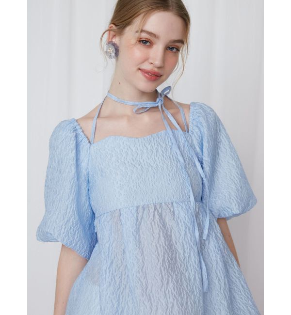 CALNAMUR「2WAY VOLUME SLEEVE JAQUARD BL/2WAYボリュームスリーブジャガードブラウス」|シャツ・ブラウス|