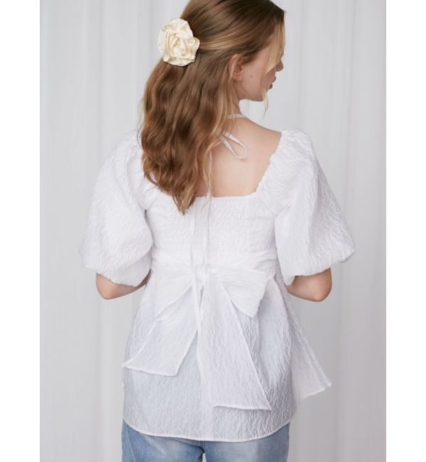 CALNAMUR「2WAY VOLUME SLEEVE JAQUARD BL/2WAYボリュームスリーブジャガードブラウス」|シャツ・ブラウス|