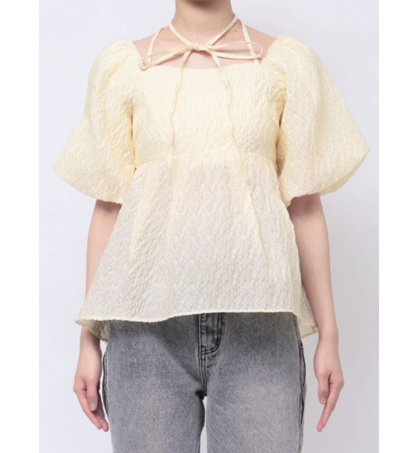 CALNAMUR「2WAY VOLUME SLEEVE JAQUARD BL/2WAYボリュームスリーブジャガードブラウス」|シャツ・ブラウス|