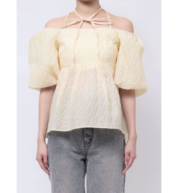 CALNAMUR「2WAY VOLUME SLEEVE JAQUARD BL/2WAYボリュームスリーブジャガードブラウス」|シャツ・ブラウス|