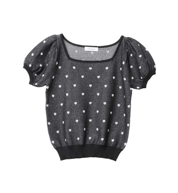 CALNAMUR「ハートジャガードコンパクトニット」|ニット・セーター|ブラック