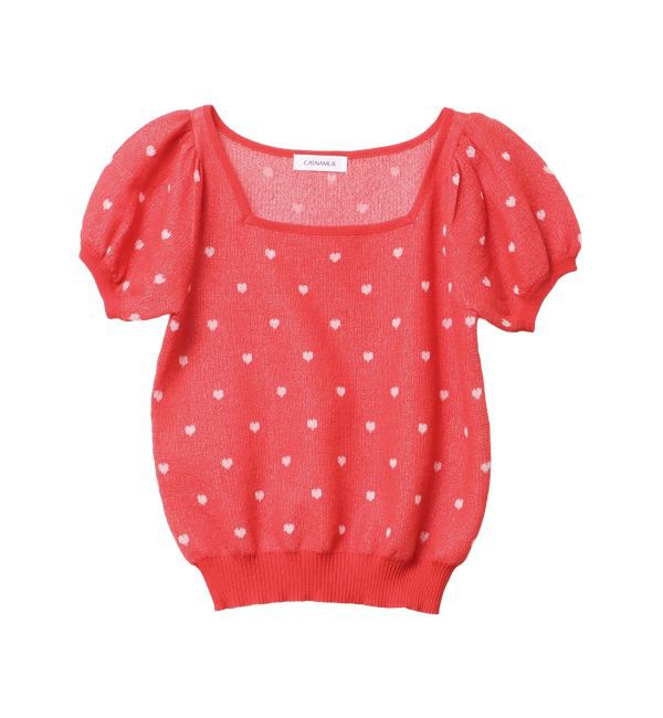 CALNAMUR「ハートジャガードコンパクトニット」|ニット・セーター|レッド