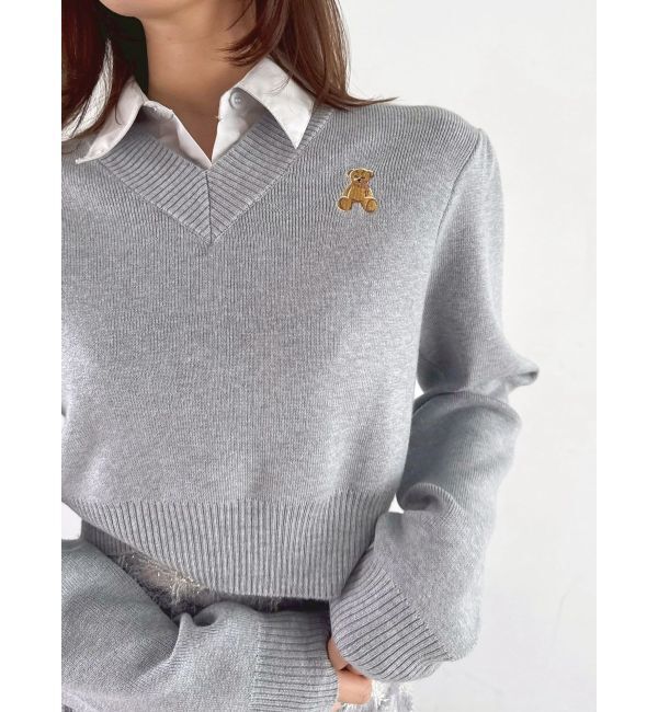 dazzlin「【POLO BCSコラボ】レーススカーフベア刺繍ニットトップス」|ニット・セーター|