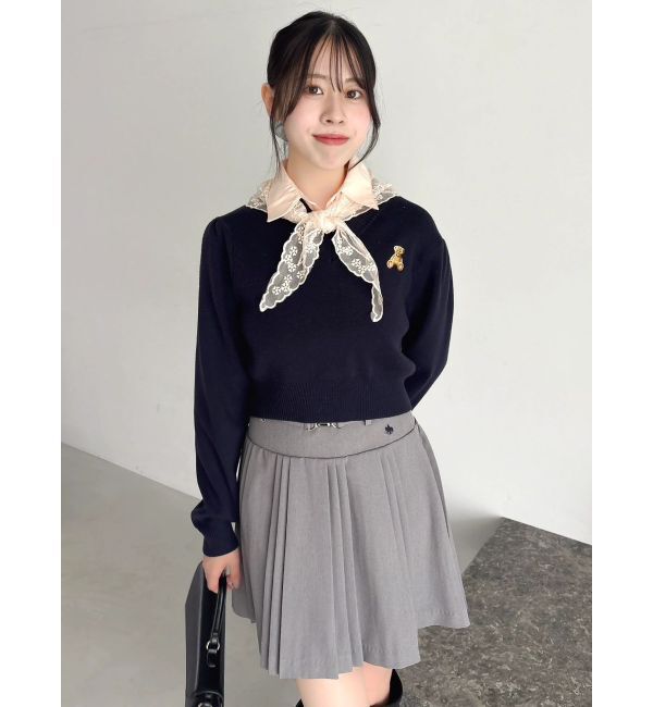 dazzlin「【POLO BCSコラボ】レーススカーフベア刺繍ニットトップス」|ニット・セーター|