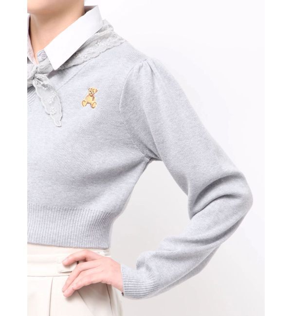 dazzlin「【POLO BCSコラボ】レーススカーフベア刺繍ニットトップス」|ニット・セーター|