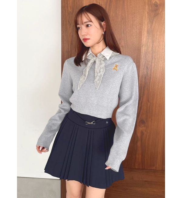 dazzlin「【POLO BCSコラボ】レーススカーフベア刺繍ニットトップス」|ニット・セーター|