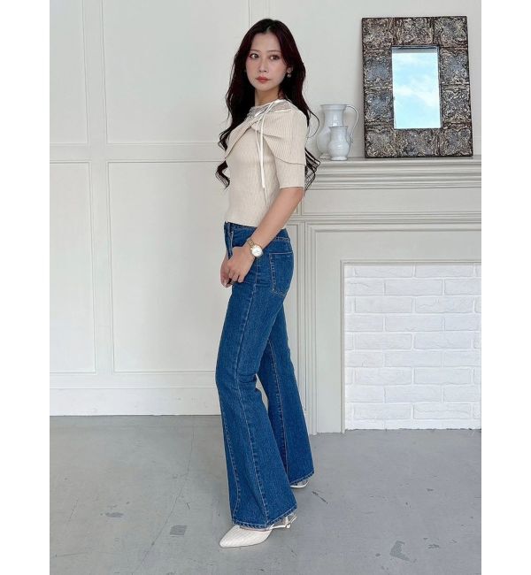 MERCURYDUO「レース切替オフショルニットトップス」|ニット・セーター|