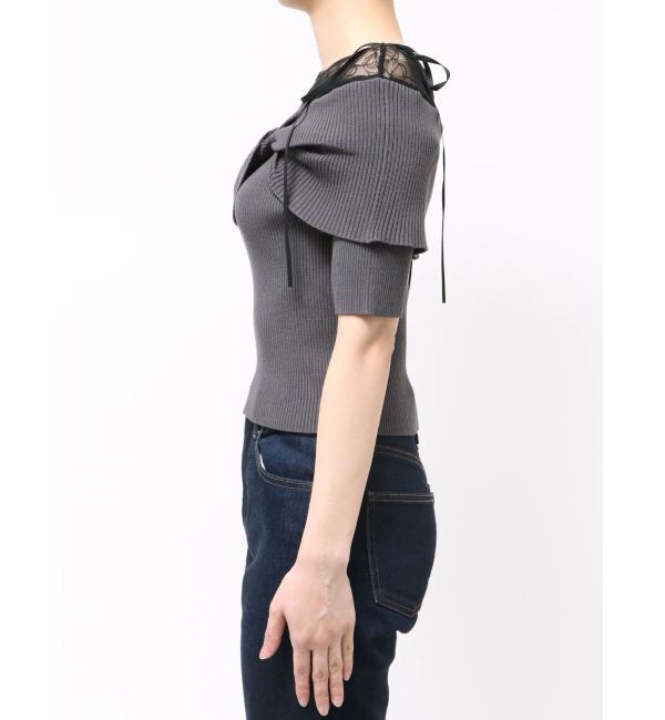 MERCURYDUO「レース切替オフショルニットトップス」|ニット・セーター|