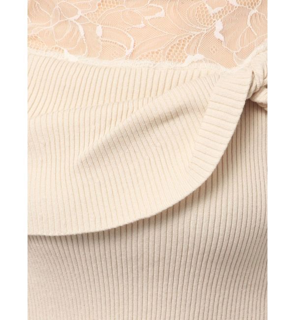 MERCURYDUO「レース切替オフショルニットトップス」|ニット・セーター|