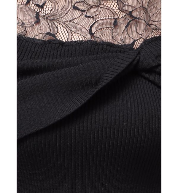 MERCURYDUO「レース切替オフショルニットトップス」|ニット・セーター|