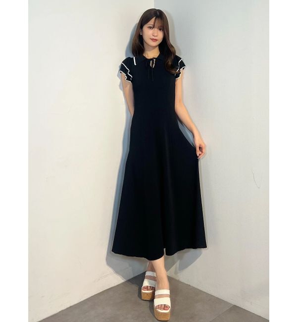 MERCURYDUO「ポロ衿ラッフルニットワンピース」|ワンピース|
