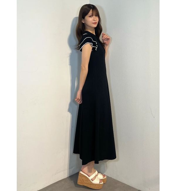 MERCURYDUO「ポロ衿ラッフルニットワンピース」|ワンピース|