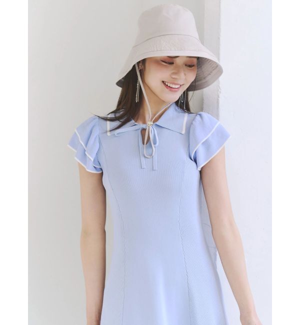 MERCURYDUO「ポロ衿ラッフルニットワンピース」|ワンピース|
