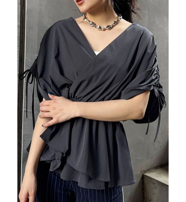 MURUA「ギャザースリーブブラウス」|シャツ・ブラウス|ダークグレー