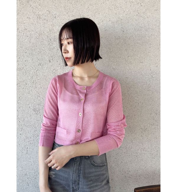 LAGUNAMOON「メタルボタンシアーニットカーディガン」|カーディガン|