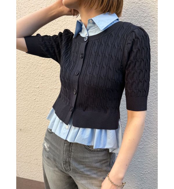 LAGUNAMOON「デタッチャブルペプラムニットカーディガン」|カーディガン|