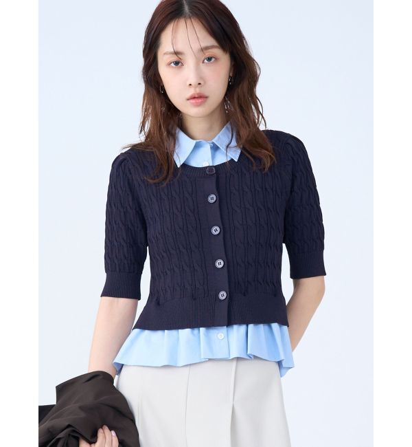 LAGUNAMOON「デタッチャブルペプラムニットカーディガン」|カーディガン|ネイビー