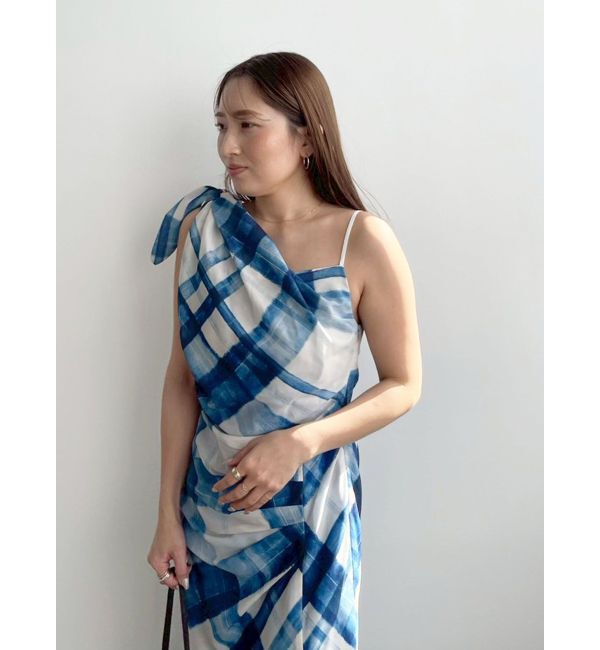LAGUNAMOON「チェックガラドレープワンピース」|ワンピース|