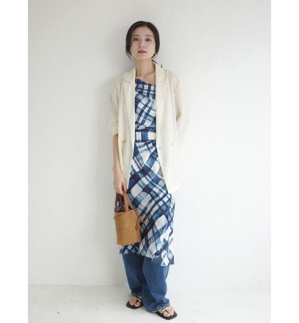 LAGUNAMOON「チェックガラドレープワンピース」|ワンピース|
