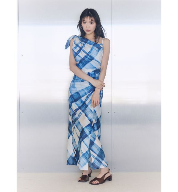 LAGUNAMOON「チェックガラドレープワンピース」|ワンピース|