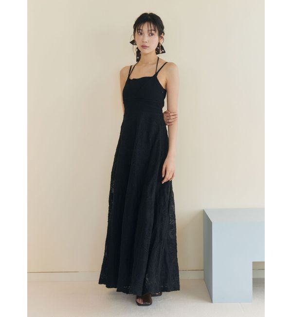 LAGUNAMOON「メッシュコンビニットドッキングワンピ-ス」|ワンピース|ブラック