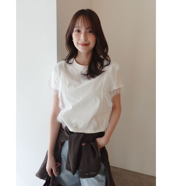 LAGUNAMOON「レースドッキングTシャツ」|Tシャツ・カットソー|ホワイト