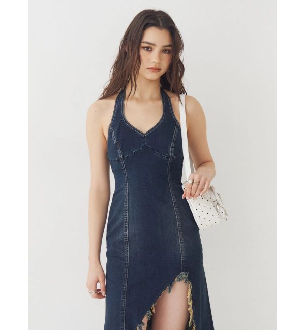EVRIS「ホルターネックデニムロングワンピース」|ワンピース|