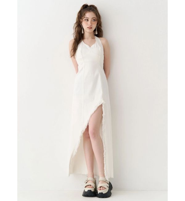 EVRIS「ホルターネックデニムロングワンピース」|ワンピース|