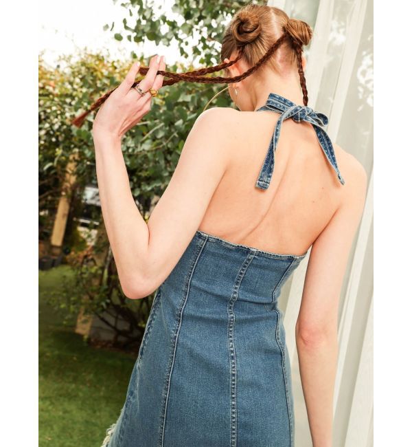 EVRIS「ホルターネックデニムロングワンピース」|ワンピース|