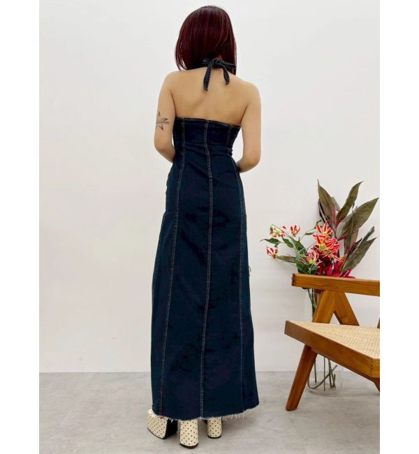 EVRIS「ホルターネックデニムロングワンピース」|ワンピース|