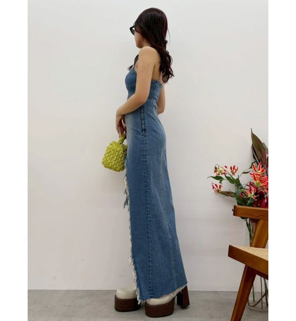 EVRIS「ホルターネックデニムロングワンピース」|ワンピース|