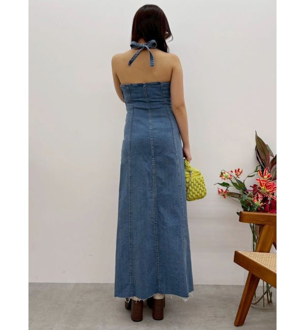 EVRIS「ホルターネックデニムロングワンピース」|ワンピース|