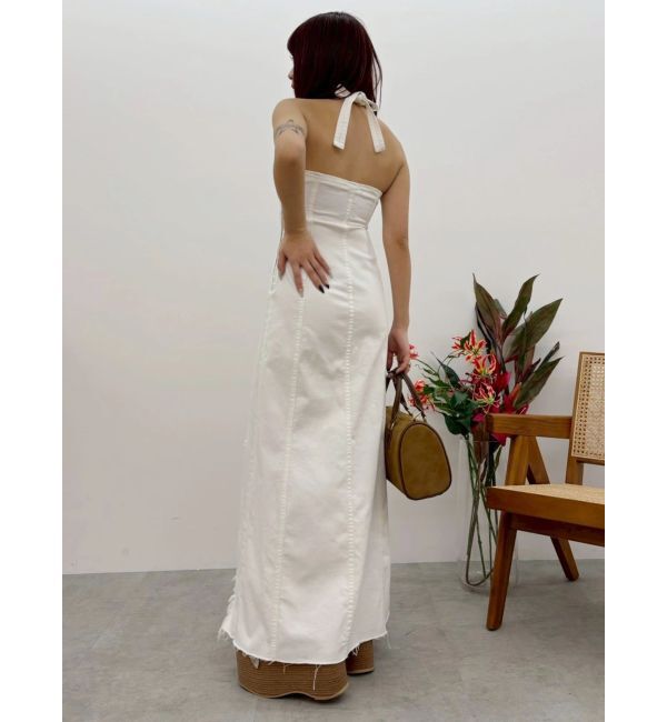 EVRIS「ホルターネックデニムロングワンピース」|ワンピース|