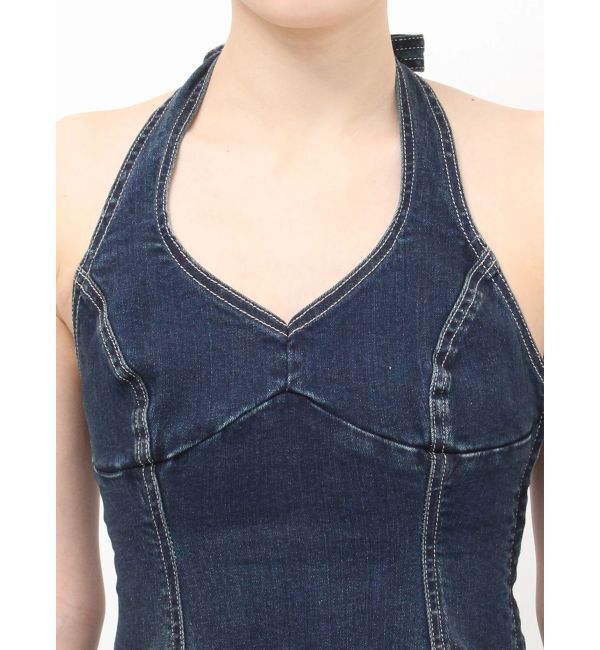 EVRIS「ホルターネックデニムロングワンピース」|ワンピース|