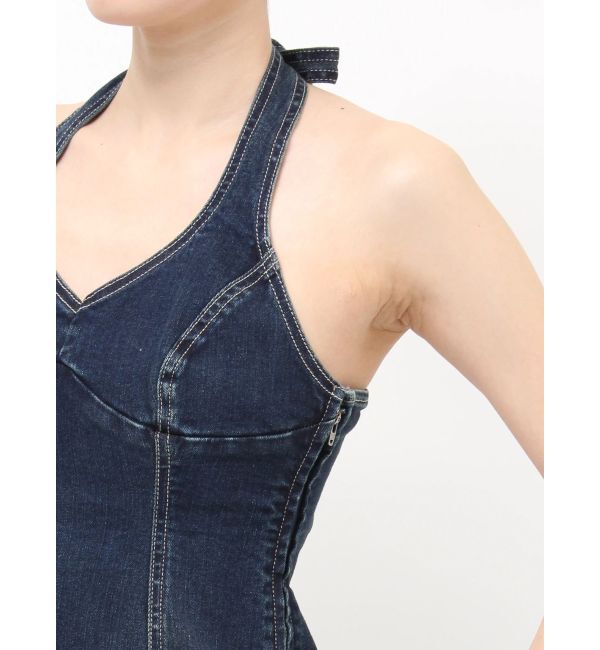 EVRIS「ホルターネックデニムロングワンピース」|ワンピース|