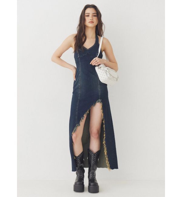 EVRIS「ホルターネックデニムロングワンピース」|ワンピース|