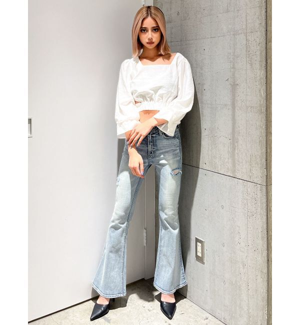 GYDA「BACKリボンスクエアネックブラウス」|シャツ・ブラウス|