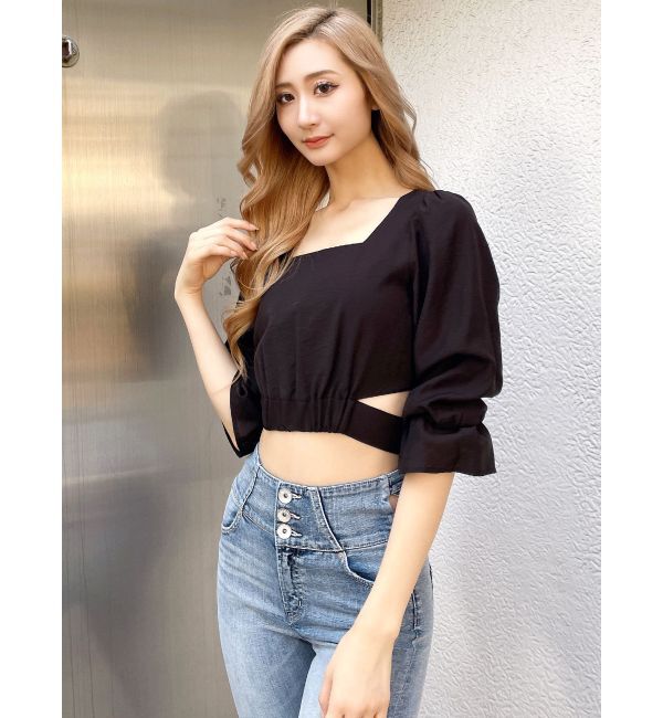 GYDA「BACKリボンスクエアネックブラウス」|シャツ・ブラウス|