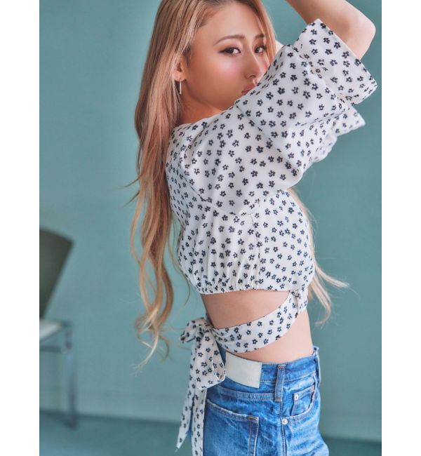 GYDA「BACKリボンスクエアネックブラウス」|シャツ・ブラウス|